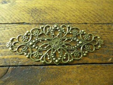 6 x Antique filigree centres 80x35mm Jewelery wooden box embellishment aged D016