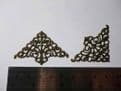 8 x Antique filigree corner 37x37mm Jewelery wooden box embellishment aged D017