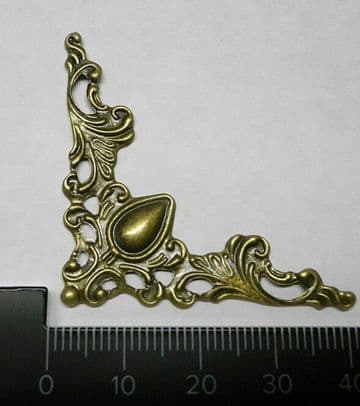 8 x Antique Filigree Corner 41x41mm Jewellery Wooden Box Embellishment Aged C004