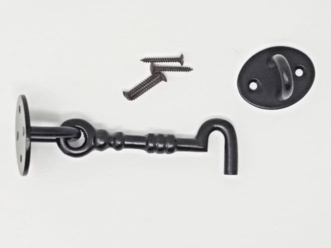 Antique Black Cabin Hook And Eye Garden Gate Shed Door Latch Catch 100mm CEN050