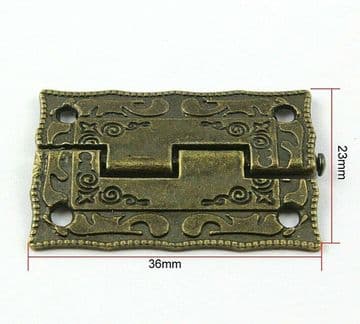 Antique Hinges Box 36x23mm Dollhouse Jewel Wooden Box Patterned Aged C008