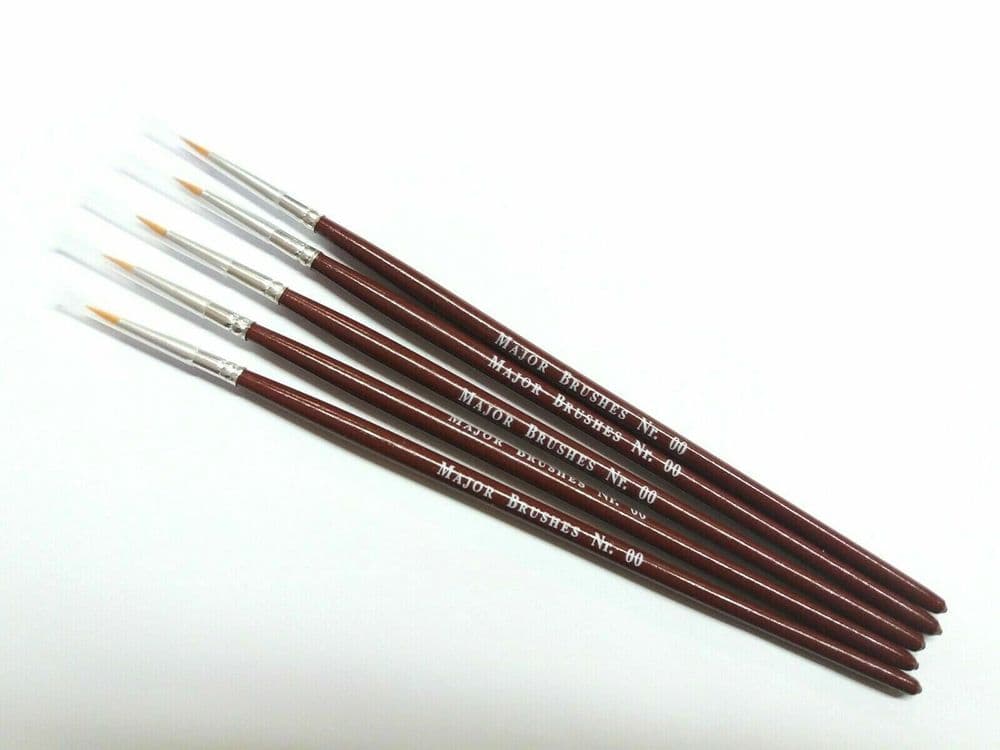 Fine Detail Paint Brush Set of 5 Brushes Size 00 for Model Making Major ...