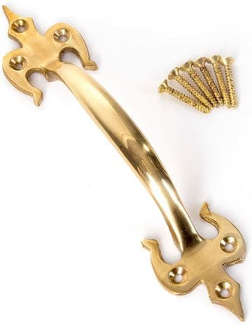 Fleur De Lys 180mm Solid Brass Cabinet Cupboard Drawer Furniture Dresser Handle