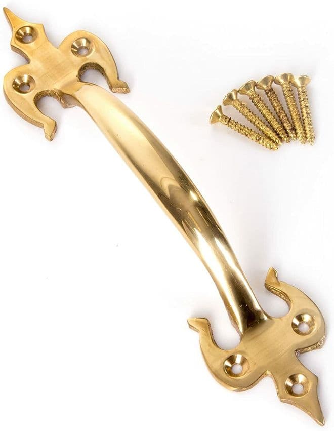 Fleur De Lys 180mm Solid Brass Cabinet Cupboard Drawer Furniture Dresser Handle