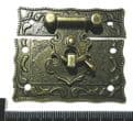 Lock Clasp Box Closer Latch Hasp Ornate c/w Screws Bronze Finish C035