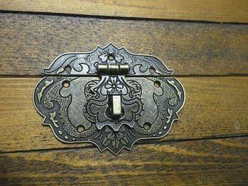 Lock Clasp Box Closer Latch Hasp Ornate c/w Screws Bronze Finish C036