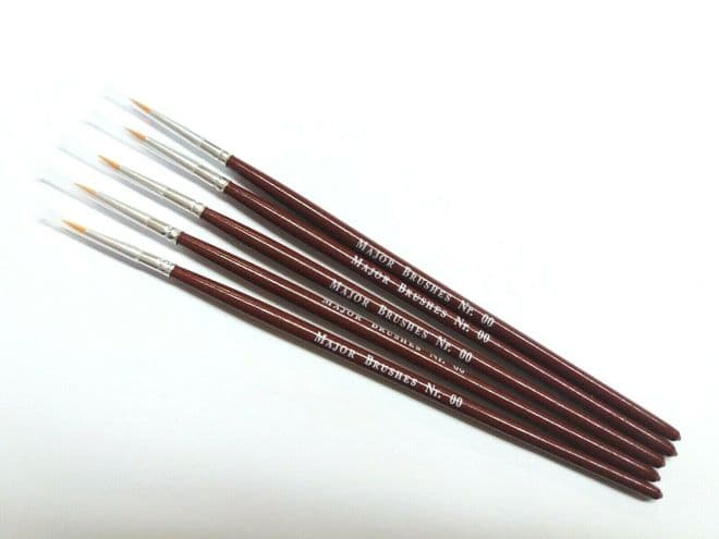 Major Brushes Fine Detail Paint Brush Set of 5 Size 00 for Model Making, Hobby