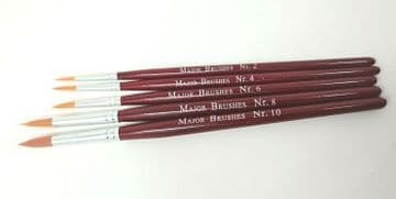 Major Brushes Red Synthetic Sable Brush Set 5 Round Watercolour Acrylic Oil 591