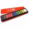 Major Brushes Watercolour Art Paint Tin Set of 12 blocks of colour