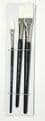 Major Brushes White Synthetic Sable Flat Tip Brush Set of 3 Water Acrylic Oil