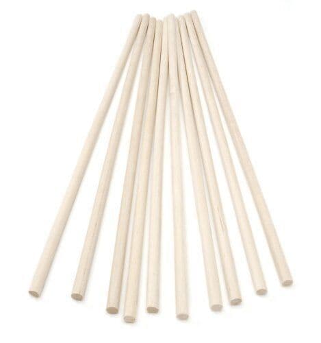 NEW 30cm Wooden Craft Sticks - Hardwood Dowels Poles Cake Tiers 8mm dia 10 Pack