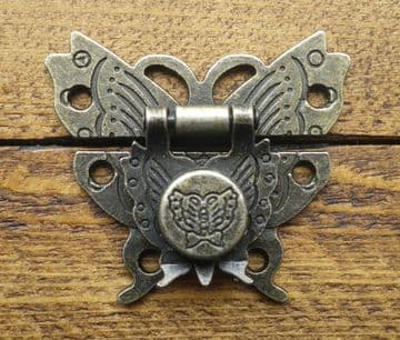 NEW Lock clasp box closer latch hasp ornate butterfly antique bronze finish C082