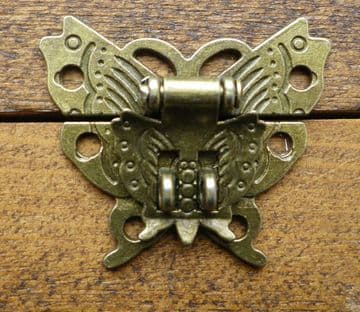 NEW Lock clasp butterfly box latch hasp ornate c/w screws bronze finish C074