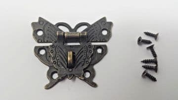 NEW Lock clasp butterfly box latch hasp ornate c/w screws bronze finish C120