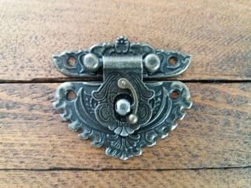 NEW Lock clasp closer latch hasp ornate c/w screws antique bronze finish C110