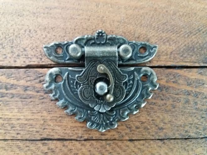 NEW Lock clasp closer latch hasp ornate c/w screws antique bronze finish C110