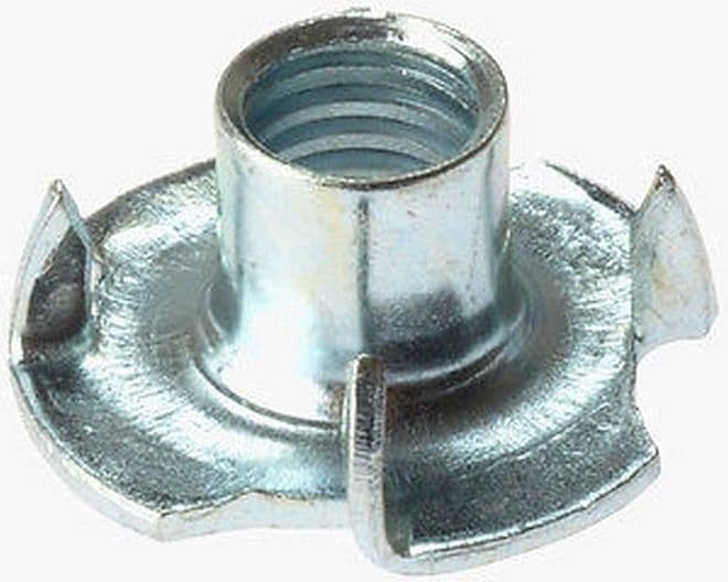 NEW Pack of 10  T Nuts  M6 for wood, furniture leg tee nut bright galvanised