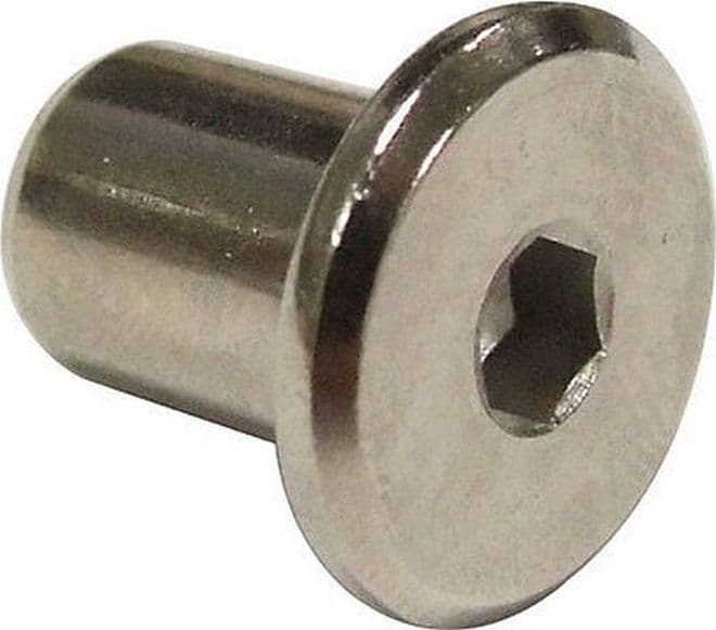 NEW Pack of 6 x 6mm Furniture Sleeve Nuts - Bed Bolt Fittings NICKEL coloured