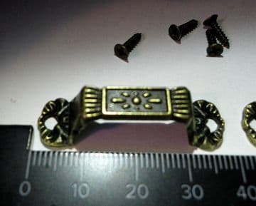 NEW Pair of box drawer handles ornate antique finish complete with screws C014