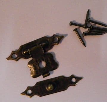 NEW Pair of metal buckles catches latches for small box etc antique finish C011