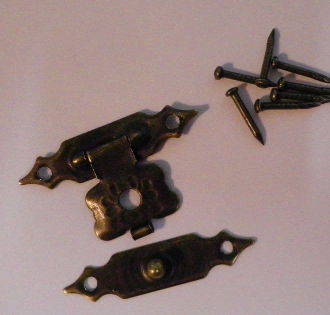 NEW Pair of metal buckles catches latches for small box etc antique finish C011