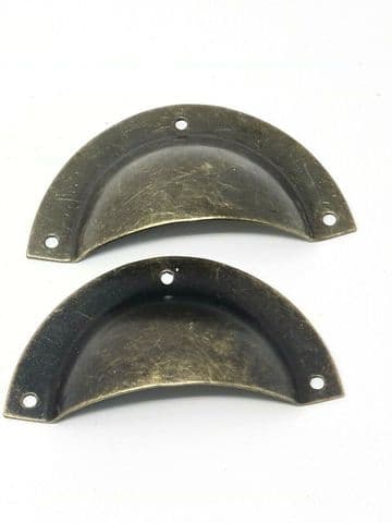 NEW Pair of Metal Shell Drawer Pull Handles Antique Bronze Finish C054