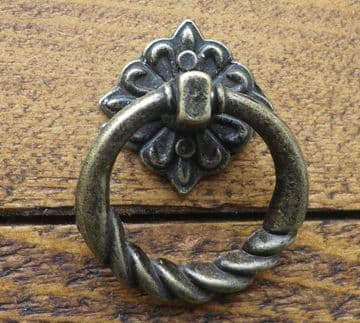 NEW Pair of Zinc Alloy drop ring handles ornate castings antique finish C077
