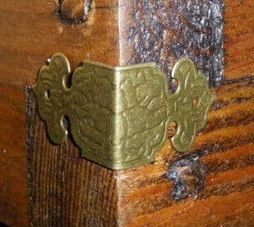 NEW Set of 4 Vintage antique bronze colour metal box corners braces straps C028