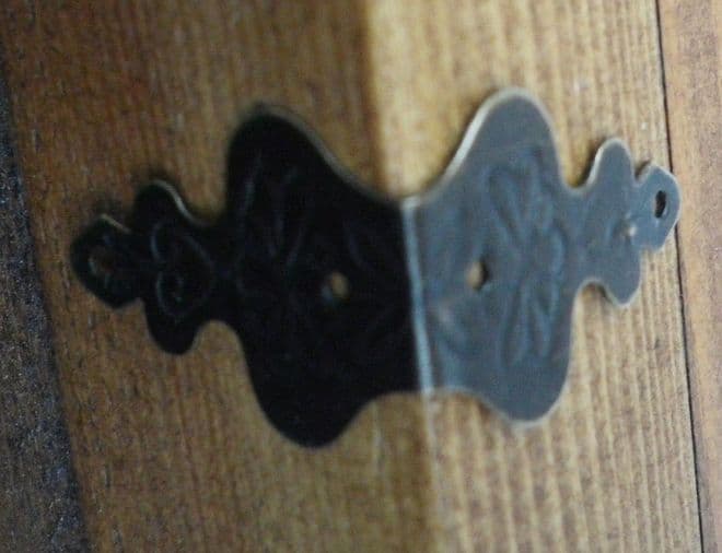 NEW Set of 4 Vintage dark bronze color metal box corners braces straps C066