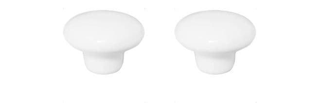 Pack 2 White Door Knob Cabinet Retro Round Ceramic Drawer Cupboard Kitchen Pull Handle 36mm diameter