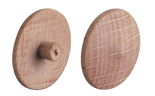 Pack of 2 Press Fit Screw Cover Caps Solid Beech Wood 13mm Diameter BE006