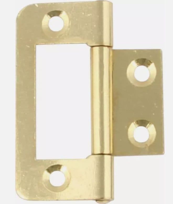 Pack of 4 NEW FLUSH CUPBOARD HINGES 50MM Cabinet Furniture Flat, finish choice
