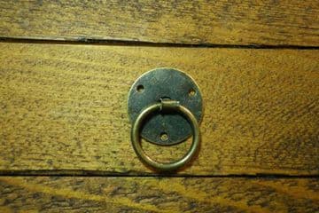 Pair of round ring pull handles tinplate, antique bronze finish C088