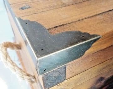 Pk of 4 Large Metal case corners antique bronze finish 70mm over straight D035