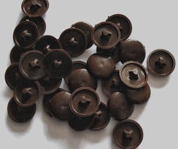 Plastic DARK BROWN Press-Fit Pozi Screw Head Covers Caps pack size 50 or 100