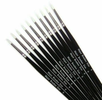 Synthetic Sable Brush Packs of 10 Round Watercolour Acrylic Paint White / Black