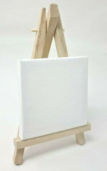 Wooden Easel 16cm with Mini Canvas 7.5cm x 7.5cm Artist Display Sign Weddings