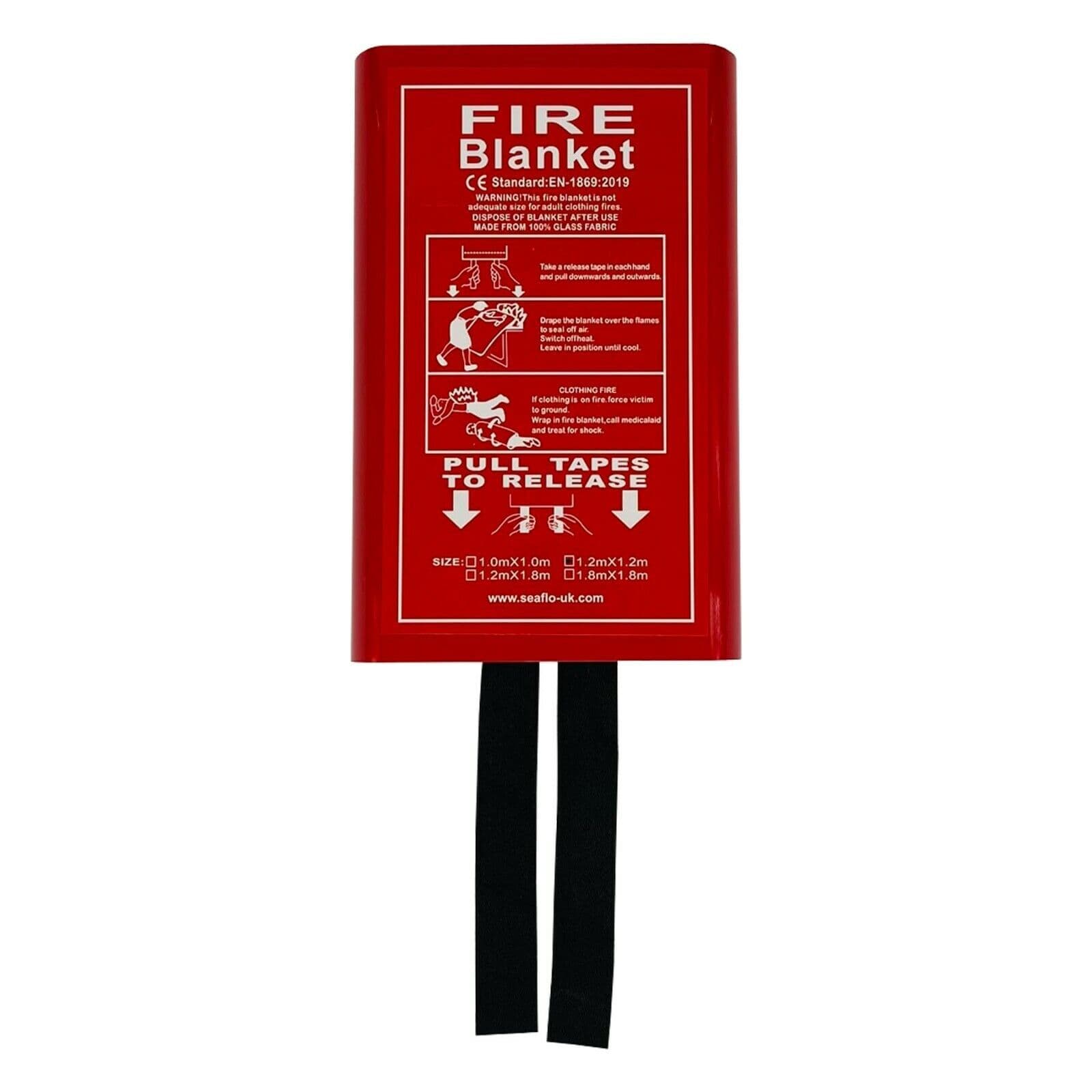 1 2 metre x 1 2m FIRE BLANKET TO NEW STANDARD EN1869 IN PLASTIC CASE