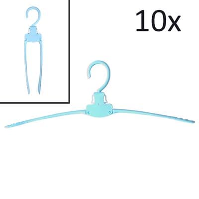 10 / 20 FOLDING CLOTHES HANGER - BLUE travel coat dress caravan motorhome boat