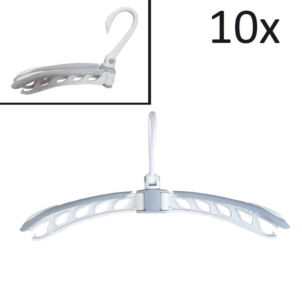 10 / 20 x FOLDING CLOTHES HANGER GREY coat dress caravan motorhome travel boat