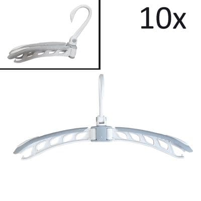 10 / 20 x FOLDING CLOTHES HANGER - GREY coat dress caravan motorhome travel boat