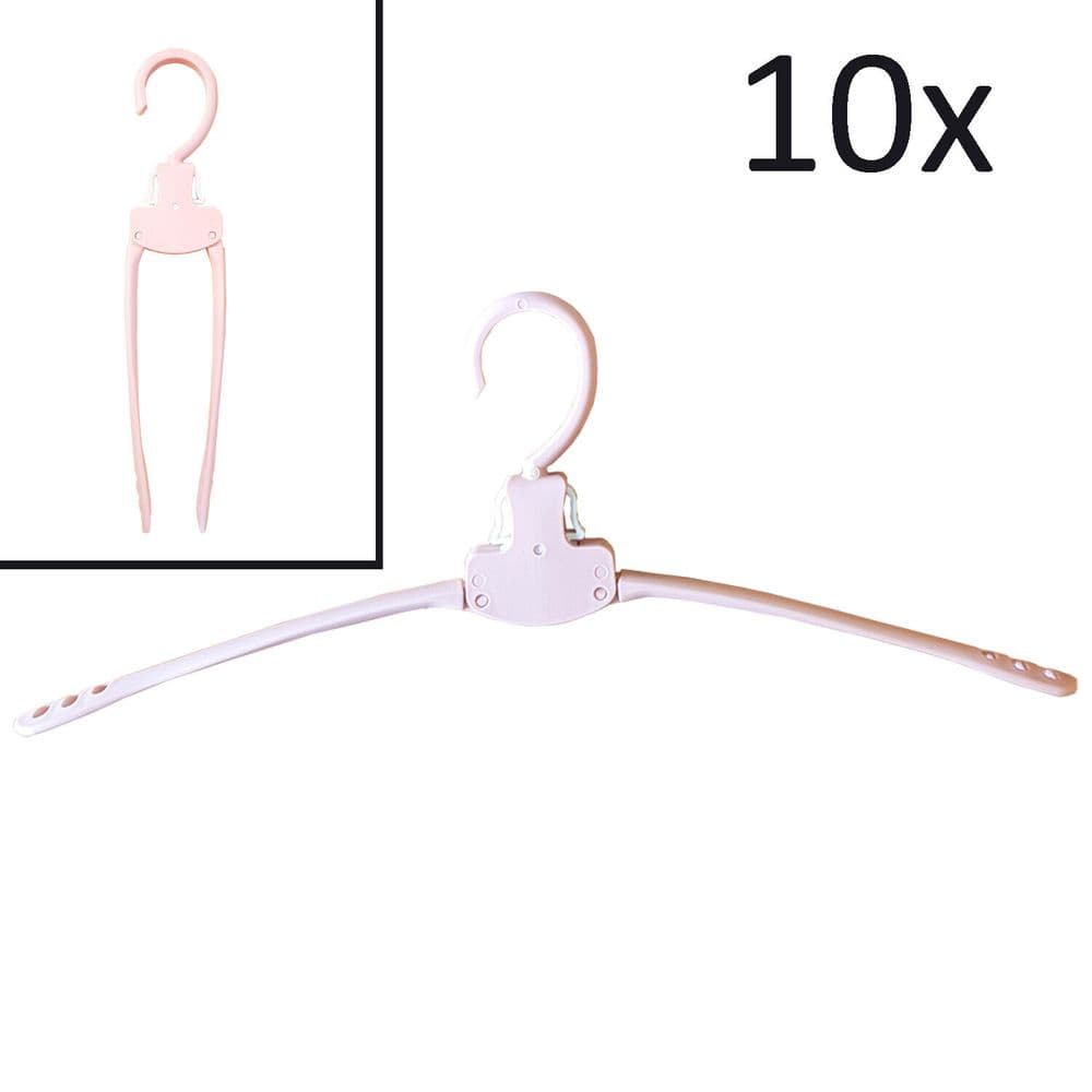 10 / 20 x FOLDING CLOTHES HANGER PINK travel caravan motorhome coat