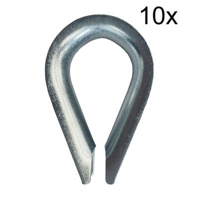 10 x 10mm GALVANISED COMMERCIAL THIMBLES rigging rope sling