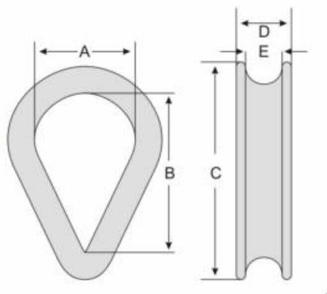 10 x 10mm STAINLESS STEEL ROPE THIMBLES marine yacht boat wire rigging