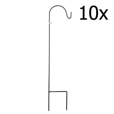 10 x 2 metre x 12mm BLACK SHEPHERDS CROOK HOOKS garden lantern hanging basket