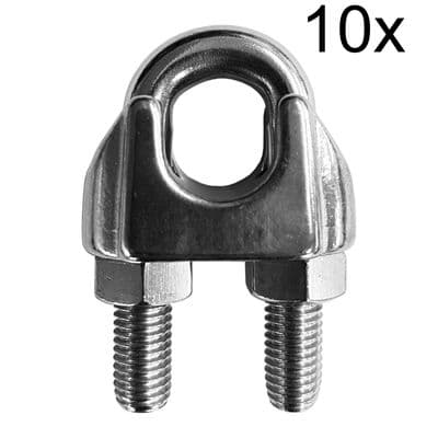 10 x 4mm STAINLESS STEEL DIN741 WIRE ROPE GRIPS marine yacht rigging boat