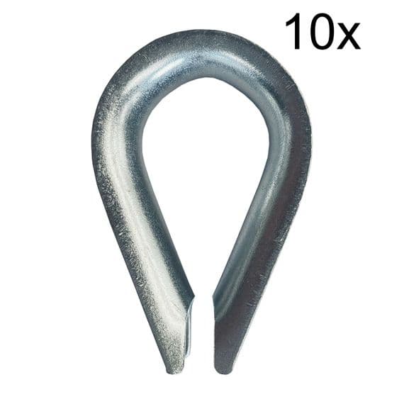 10 x 8mm GALVANISED COMMERCIAL THIMBLES rigging rope sling