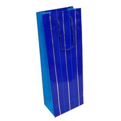 10 X BLUE BOTTLE BAG WITH SILVER STRIPE birthday present christmas drink