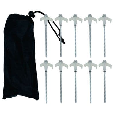 10 x Glow in the Dark Drill in Tent Pegs with BAG camping caravan awning gazebo