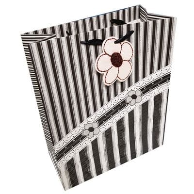 10 x LARGE BLACK AND WHITE STRIPED GIFT BAG birthday present christmas